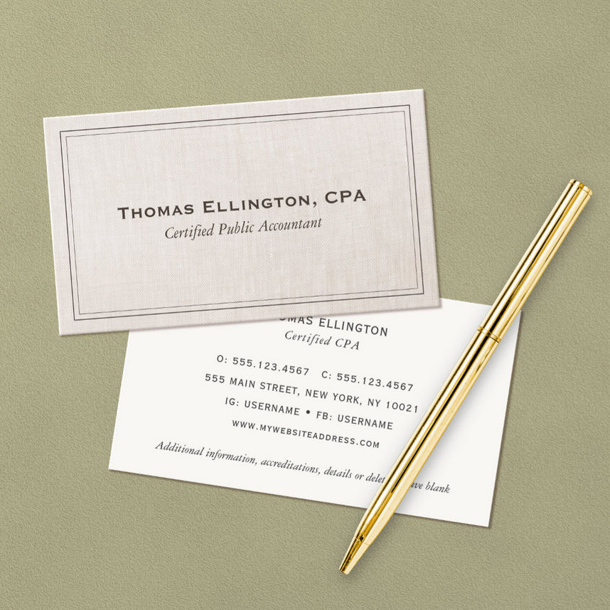 Accountant CPA Professional Simple Classic Business Cards