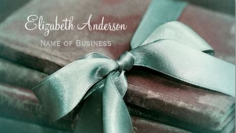 Elegant Vintage Books Tied With Mint Green Ribbon Bow Business Cards