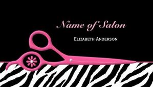 Trendy Pink and Black Zebra Print Hair Salon Scissors Business Cards