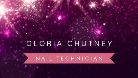 Glamorous Nail Technician Trendy Pink and Purple Glitter Business Cards