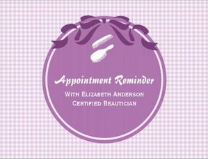 Salon Appointment Reminder Cute Country Purple Bow Postcard 