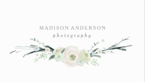 Elegant Watercolor Spring Floral Feminine Photography Business Cards