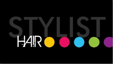 Bold Black Hair Stylist Modern Rainbow Dots Template Business Cards