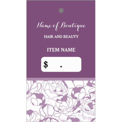 Modern Purple Floral Girly Boutique Hang Tags Made From Business Cards