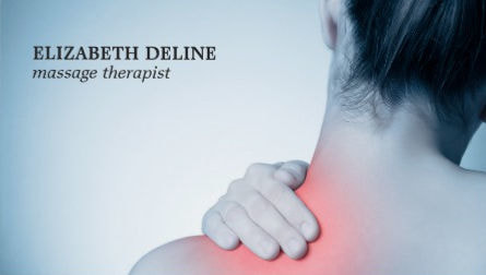 Modern Elegant Shoulder Pain Photo Massage Therapist Business Cards