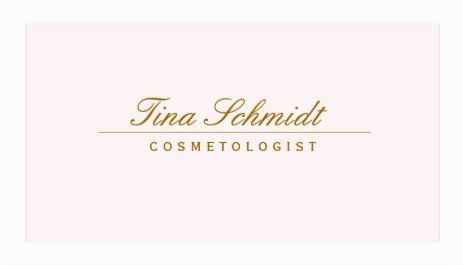 Simple Elegant Cosmetology Pale Pink and Gold Script Business Cards