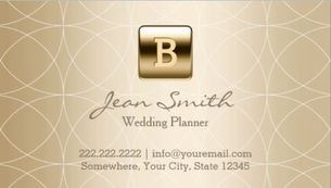 Luxury Gold Monogram Initial Elegant Wedding Planner Business Cards
