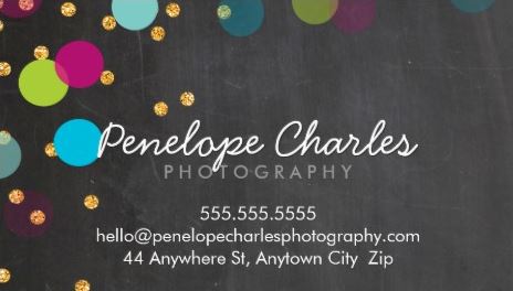 Modern Colorful Circle Confetti Gold Glitter Dots Photography Business Cards