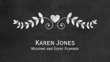 Sweet Elegance Heat Filigree Chalkboard Wedding Events Planner Business Cards