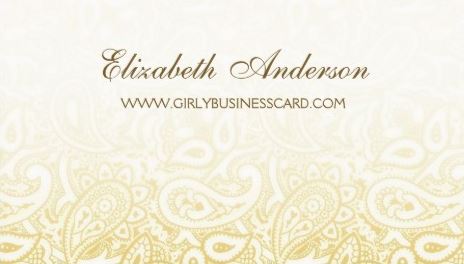 Elegant Gold and Ivory Gradient Paisley Pattern Business Cards