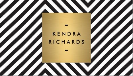 Retro Black and White Pattern Gold Name Logo Template Business Cards