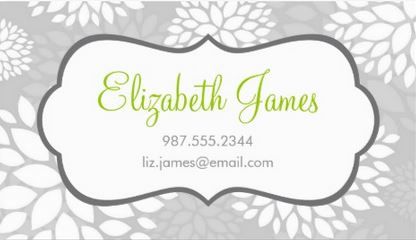 Classy and Chic Gray and White Floral Modern Flowers Business Cards