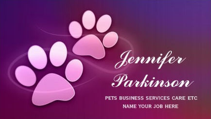 Elegant Purple Paws Professional Pet Care Services Business Cards