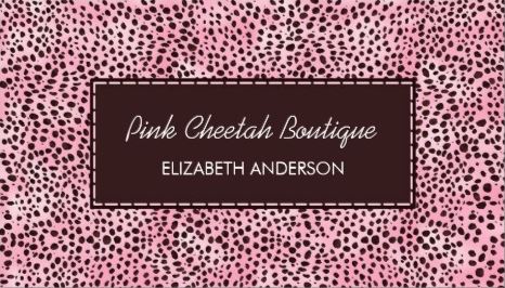 Trendy Pink and Brown Cheetah Print Girly Beauty Boutique Business Cards