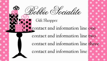 Girly Pink and Black Polka Dot Gift Table  Personal Shopper Business Cards 