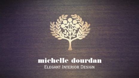 Elegant Interior Designer Faux Gold Leaf Tree on Wood Business Cards 