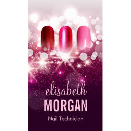 Glamorous Nail Technician Manicurist Pink Beauty Glitter Business Cards