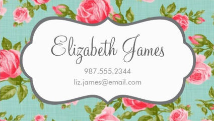 Girly Vintage Roses Floral Print Personal Profile Business Cards