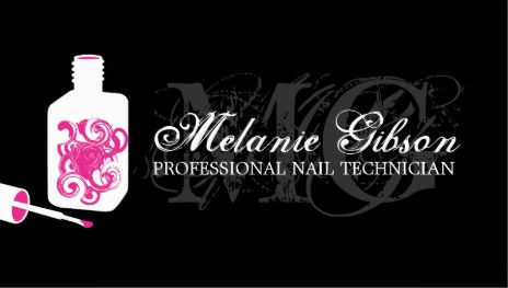 Modern Pink and Black Grunge Monogram Professional Nail Technician Business Cards