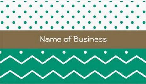 Stylish Emerald Chevrons and Polka Dots Pattern Business Cards 