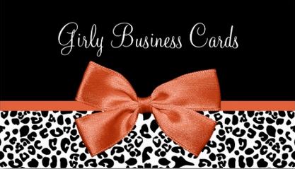 Fall Fashion Leopard Print With Koi Orange Ribbon Business Card
