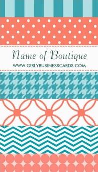 Girly Coral and Teal Washi Tape Pattern Boutique Business Cards 