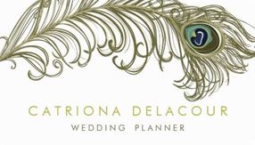 Whimsical Gold Peacock Feather Stylish Wedding Planner Business Card