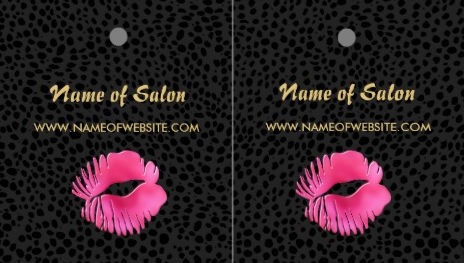 Pink Lip Gloss Kiss Black Cheetah Salon Hang Tags Made From Business Cards