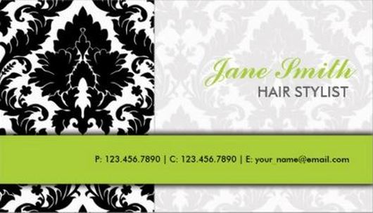 Elegant Damask Floral Pattern Modern Stylish Green Business Cards 