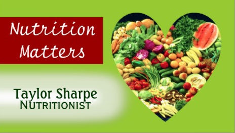 Modern Fruits and Vegetables in Heart Nutritionist Health Foods Business Cards