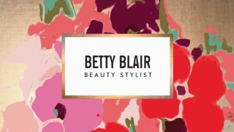 Bold Colorful Painted Floral on Gold Elegant Fashion and Beauty Business Cards