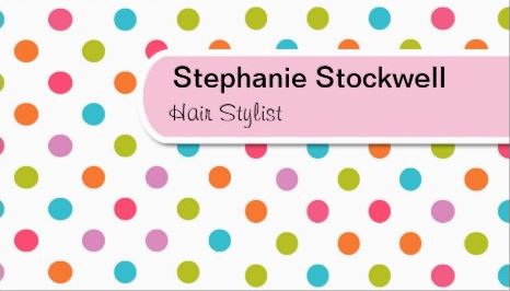 Girly Rainbow Polka Dots Hair Stylist Business Cards 