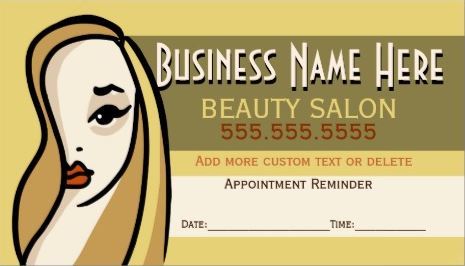 Girly Goldenrod Retro Woman Beauty Salon Appointment Business Cards