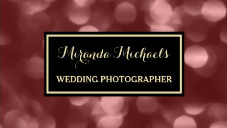Elegant Wedding Photographer Glamorous Brown Bokeh Business Cards