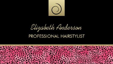 Luxury Hairstylist Pink Cheetah Print Hair Salon Business Cards 