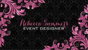 Elegant Pink Metal Lace Subtle Black Damask Event Designer Business Cards