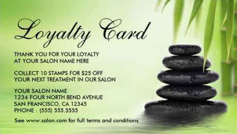 Zen Rock Fountain Day Spa Or Massage Salon Loyalty Cards Business Cards