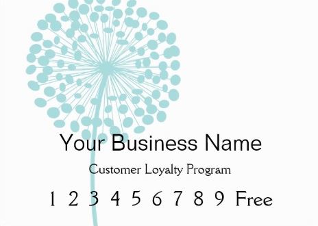 Pretty Loyalty Punch Card Simple Blue Dandelion Business Cards 