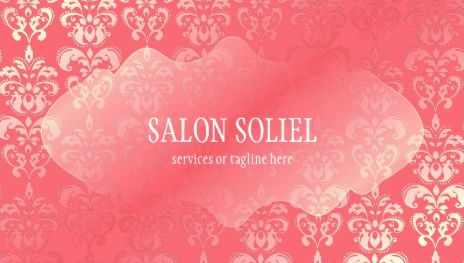 Elegant Pink Coral Damask Rococo Baroque Business Cards 
