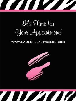Trendy Pink Zebra Hair Salon Appointment Reminder Postcards 