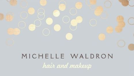 Stylish Gold Confetti Beauty Makeup Artist Glamor Gray Business Cards