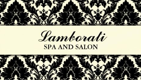 Elegant Cream Floral Damask Pattern Stylish Spa and Salon Business Cards