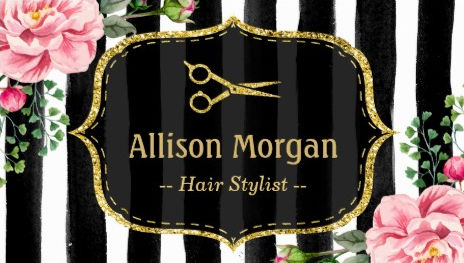 Vintage Floral Painted Stripes Hair Stylist Appointment Reminder Business Cards