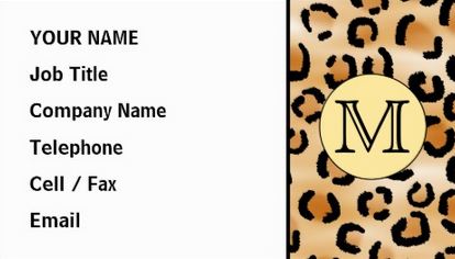 Personalized Monogram Initial Simple Tan Leopard Print Business Cards