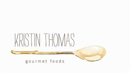 Simple Watercolor Wooden Spoon on White Gourmet Foods Business Cards