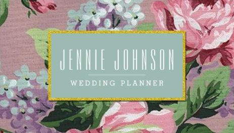 Pink and Mint Vintage Floral Wedding Planner Business Cards