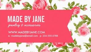 Girly and Chic Elegant Vintage Floral Roses and Ribbon Business Cards