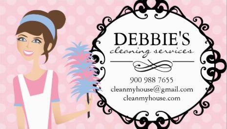Whimsical Pink Polka Dot Maid House Cleaning Services Business Cards