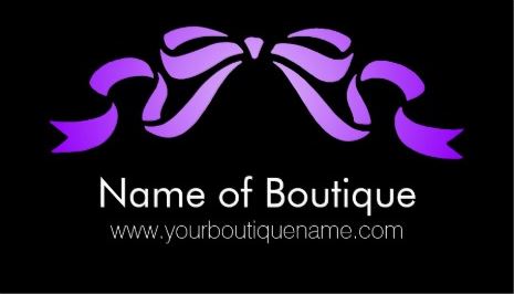 Modern Boutique Purple and Black Girly Ribbon Bow Business Cards 