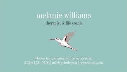 Simple Mint Therapist and Life Coach Vintage Humming Bird Business Cards